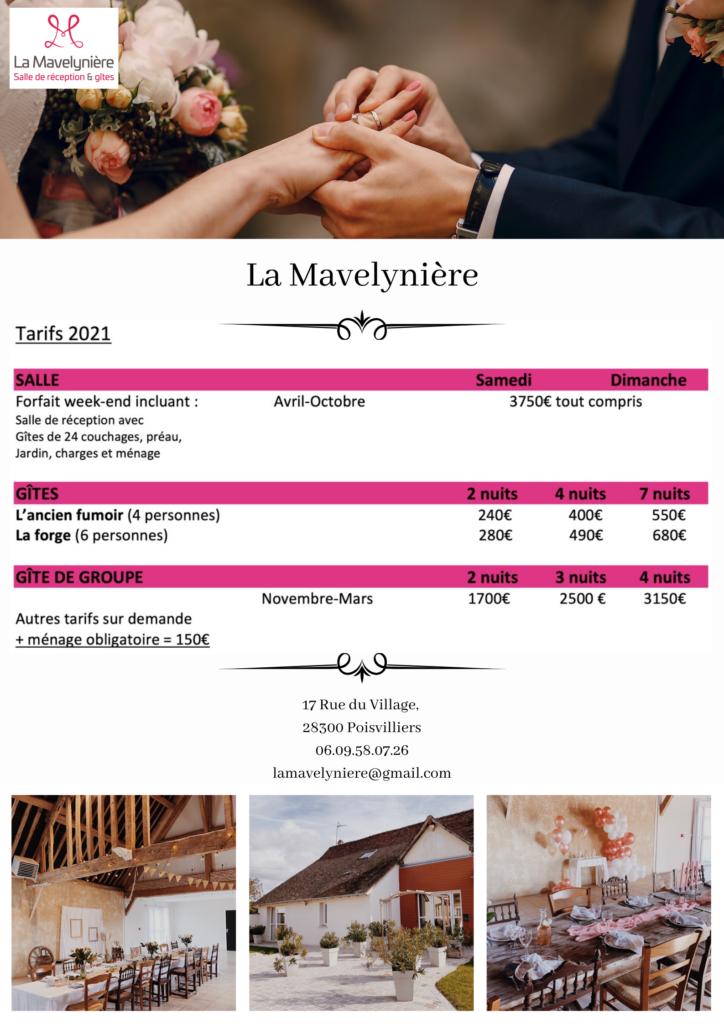 Taris 2021 - La Mavelynière - Salle de Réception et Gites Proche Chartres